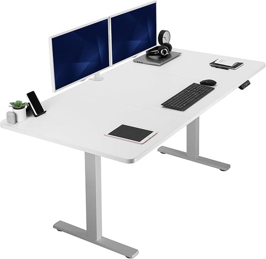 VIVO Electric 71 x 36 in Standing Desk, Memory Height Adjustment, 1B Series, Holds 220 lbs, White Top Gray Frame, DESK-KIT-1G7W-36
