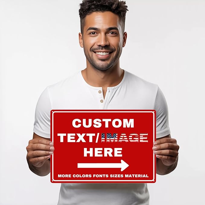 Custom Directional Arrow Sign Large, Glow in the Dark/Reflective Option, 16''x12'' Personalized Metal Address Plaque, Customize for Business Logo, Office, Home, Yard, Outdoor