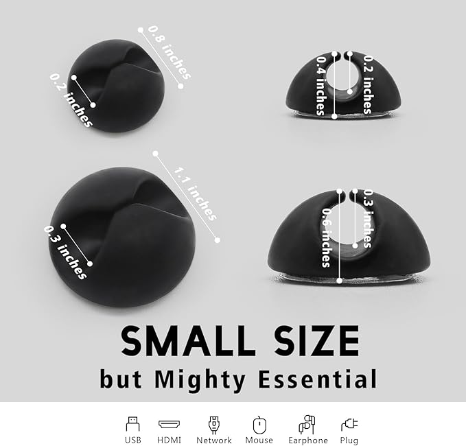 SmiLife Black Cable Clips 9 PCS, Adhesive Cable Organizer Phone Charging Cord Holder, Wire Organizer for Desk