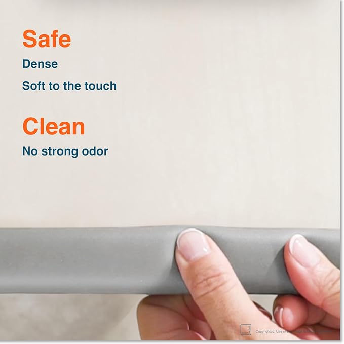 Roving Cove HeftyFit Edge Protector for Baby Proofing (6ft Large Edge Only), Heavy-Duty Soft Furniture Edge Bumper Guards, Desk Edge Cushion, Wall Corner Covers, 3M Adhesive, Stone Grey