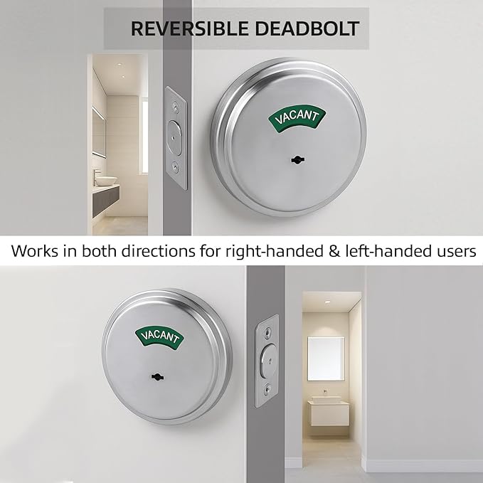 in-Use Vacant Commercial Bathroom Door Lock with Occupied Vacant Door Sign. Privacy Deadbolt with Occupancy Indicator. Privacy Indicator Bolt for Restroom, Meeting Room, Fitting Room- 1pc.