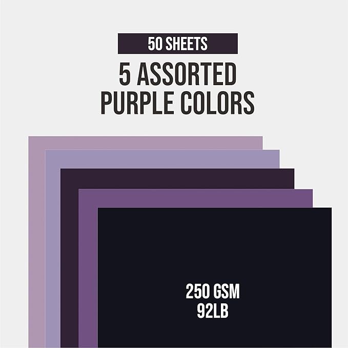 BearBoss Purple Cardstock Paper 8.5x11 50 Sheets, Heavyweight 92lb Cover for Crafts DIY Cards Making