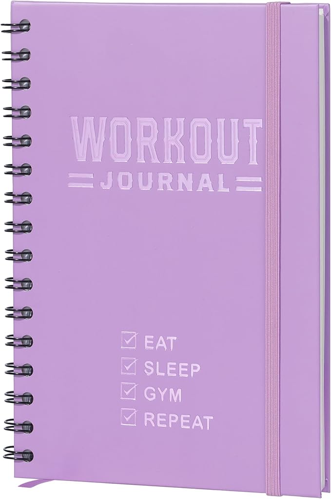 Nextnoid Hardcover Fitness Journal Workout Planner for Men & Women - A5 Sturdy Workout Log Book to Track Gym & Home Workouts - Purple