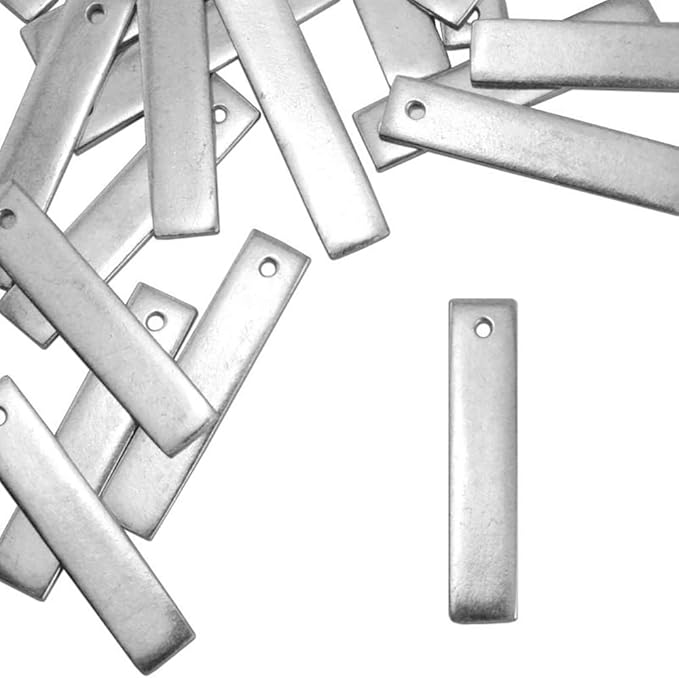 ImpressArt - Artisan Rectangle Metal Stamping Blanks with Holes (24, Pewter)