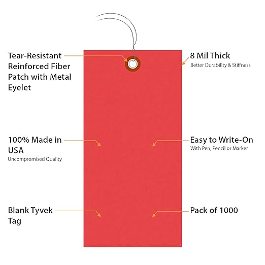 SmartSign Red Tyvek Shipping Tags with Wire, Size #8 | 6 1/4" x 3 1/8", Pack of 1000