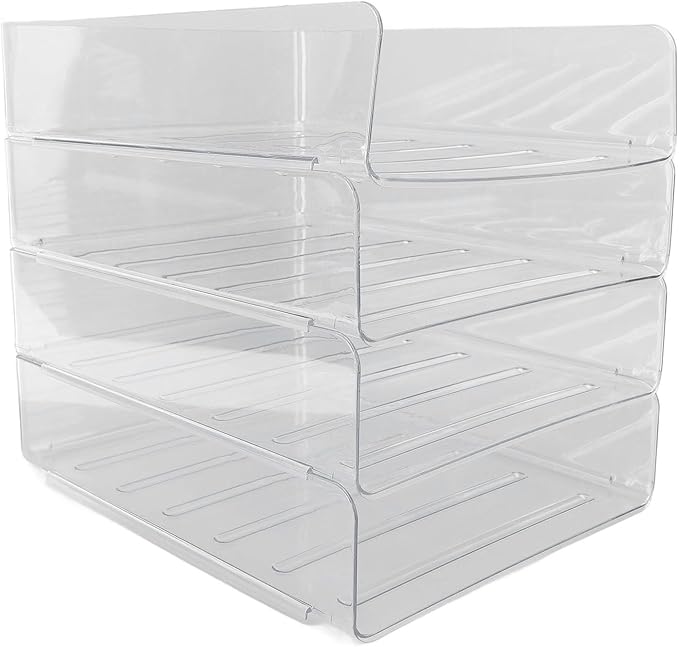 Jeanoko Desk Letter Tray Set Transparent Stackable Organizer for Home Office A4 Paper Storage 4 Layers