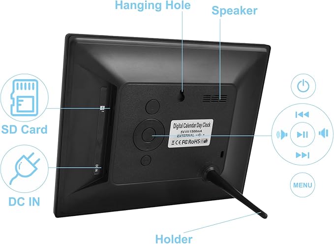 TMC 【New 2026】 Dementia Clock Large Digital Clock for Seniors, Large Display with Custom Alarms, Digital Calendar Alarm Day Clock with Day & Date for Elderly, Clear Numbers Alzheimer (Black, SD)