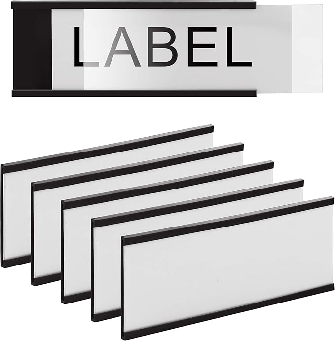 LLPT Magnetic Label Holder 4" x 2" 26 Packs C Channel White Paper Cards Protective Film Strong Removable for Shelf White Board Toolbox Metal Wall Cabinet Drawer(MH42026)