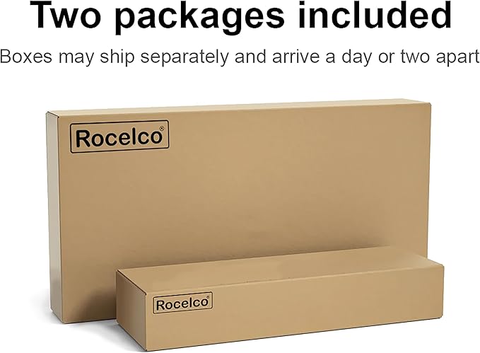 Rocelco 46" Height Adjustable Corner Standing Desk Converter with AC Outlet USB Charger and Dual Stand - Tabletop Computer Riser Workstation - Large Keyboard Tray - Black (R CADRB-46-ACUSB-DMS)