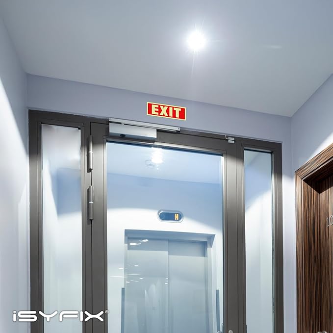 iSYFIX Exit Glow in the Dark Sign – 2 Pack 12x4 Inch – 40 mil Thick Polystyrene Plastic Sign, Laminated UV, Scratch & Fade Resistance, Waterproof, Indoor & Outdoor
