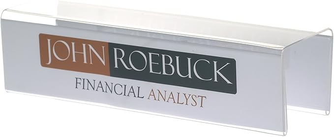 Source One Deluxe Clear Acrylic Cubicle Name Plate (2 Inch Hook, Name Plate Double Sided)