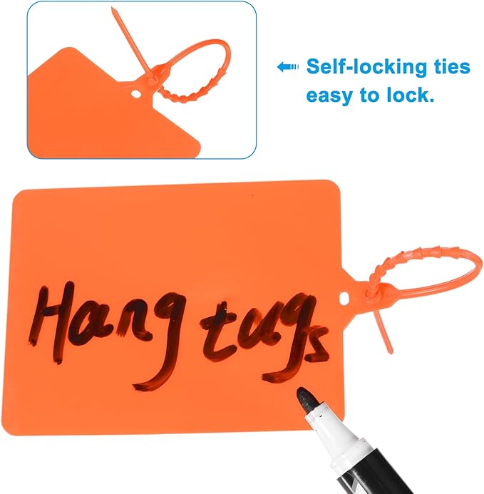 MECCANIXITY Plastic Seals Shipping Tags, for Basket Labels Cable Labels Tags Product Identification Tags, Logistics Marking, Outdoor Tagging, 3.1x3.9 Inch Orange 100Packs