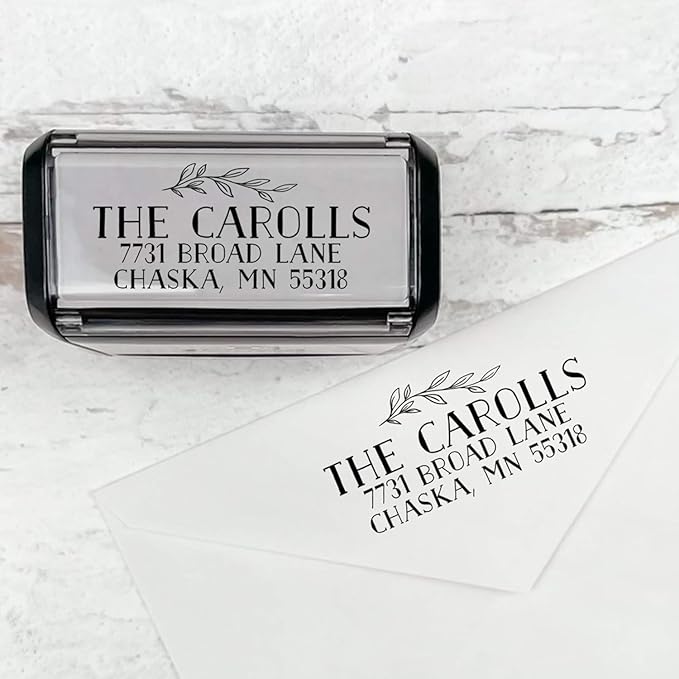 Self Inking Modern Address Stamps | Custom Return Address Stamper (Bold Branch, Xtra Large)