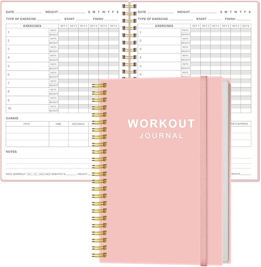 Fitness Journal for Women & Men,A5 Workout Journal/Planner Daily Exercise Log Book to Weight Loss, Gym, Muscle Gain, Bodybuilding Progress, 5.8"x8.3", Pink