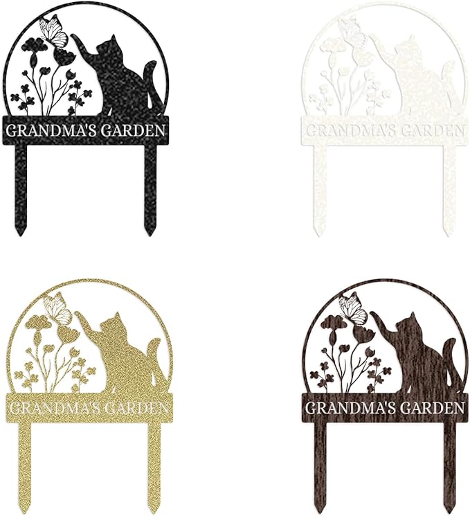 Personalized Garden Sign | Custom Cat Garden Stake Sign | Funny Garden Signs Decorative | Garden Signs to Personalize | Cat Butterfly Yard Sign Pet Outdoor Sign | Animal Metal Sign Plaque