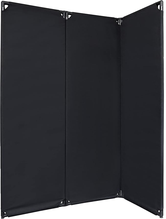 Versare FP6 Folding Privacy Screen | 3 Panels | 360 Degree Rotating Hinges | Economical Partition for Offices, Schools, Home and More | 6' Wide x 6' Tall Pewter Fabric