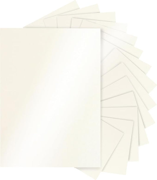 Silunkia 120 Sheets Cream Shimmer Cardstock 8.5 x 11 Off White Paper, 250gsm/92lb Premium Glossy Paper Card Stock for DIY Cards Making, Wedding Invitations, Anniversaries, Business Cards, Menus