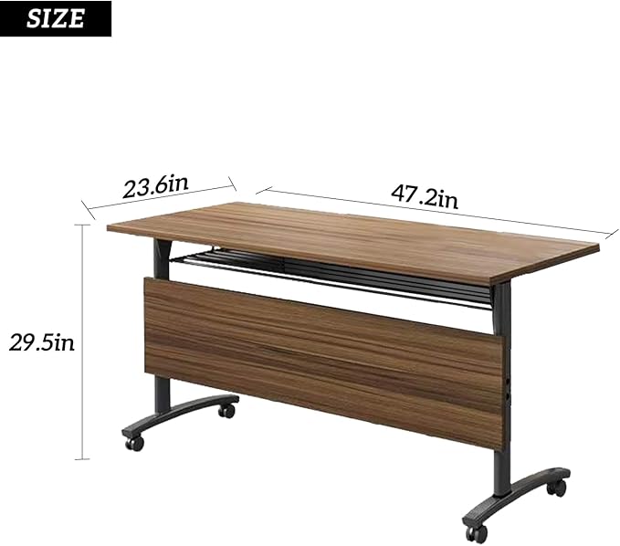 Folding Conference Table,Modern Office Conference Room Tables,Flip-Top Mobile Training Seminar Table,Foldable Rolling Meeting Table with Caster Wheels,Suitable for Office,Meeting Room (4Pack 47.2in)