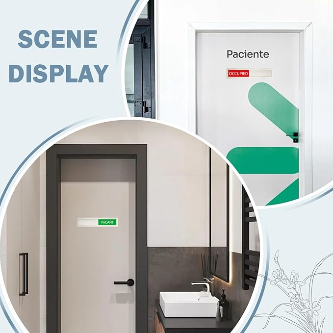 Vacant Occupied Privacy Sign, Vacant Occupied Door Sign for Home Office Restroom Conference Hotels Hospital, Slider Door Indicator Tells Whether Room Vacant or Occupied, 7'' x 1.5'' - Stainless Steel