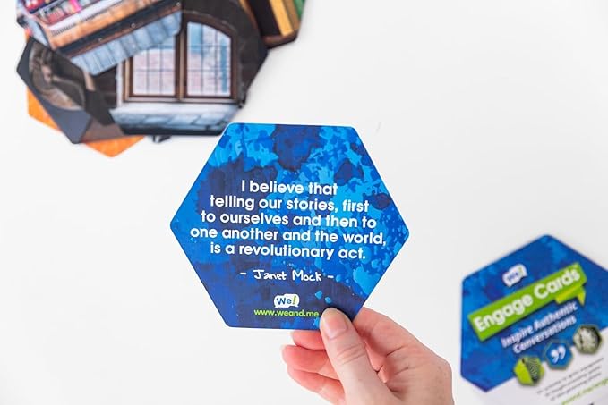 We! Engage Cards - Conversation Cards to Build Trust & Connection - 56 Inspiring Pieces with Quotes, Photos, & Activities - Ideal for Office Meetings, Ice Breakers, and Educational Team Building