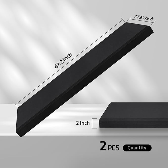 2 Pack 2" Thick Acoustic Panels, 47.24" X 11.81" Fiberglass Wall Panel, Acoustic Panels Sound Absorbing for Office, Studio, Home Theatre - Black