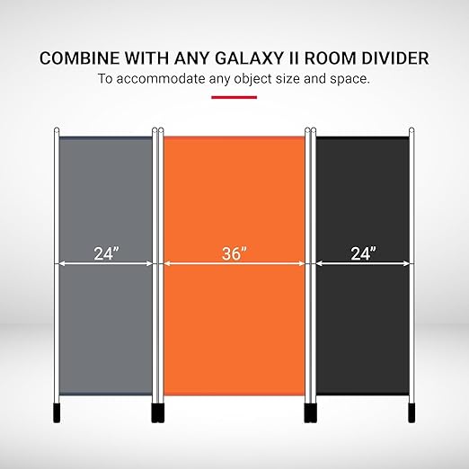 Proman Products - Galaxy 2 Panel Section Privacy Folding Screen Divider, Water Repellent Fabric Room Divider with Black Powder Coated Metal Frame for Indoors or Outdoors (Black)