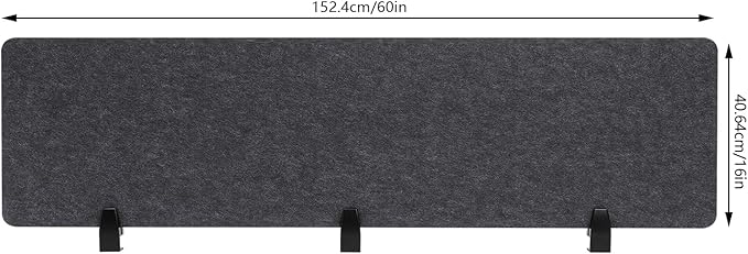 ReFocus Raw Clamp-On Acoustic Desk Divider Mounted Privacy Panel Set – Reduce Noise & Visual Distractions for Office, Study (Anthracite Gray, 2× Panels (60"×16"))