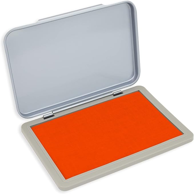 Metal Case Stamp Pad Medium Size, Orange Color - Size: 3" x 4" - Choose from 15 Ink Colors