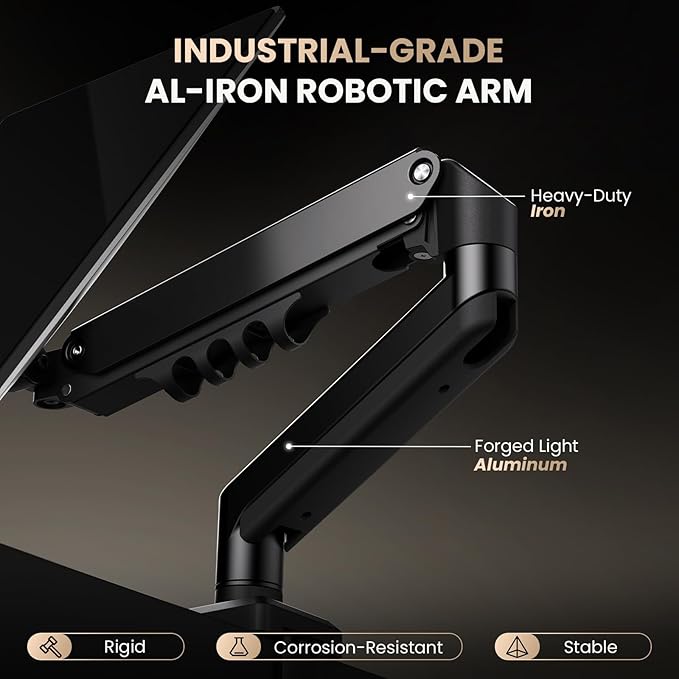 SIAGO Single Monitor Stand, 15 to 32 Inch Monitors Arm, Adjustable Mount with C-Clamp and Grommet Installation, Made of Iron and Al, VESA Monitor Stand for Desk - Fits 4.4 to 19.8lbs Monitors