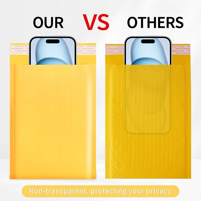 Ctarsthome 52Pack Yellow 8.5x12in Kraft Bubble Mailers Small Business Mailing Packages Self-Sealing Paper Envelopes, Mailer Shipping Padded Envelopes with Strong Adhesion for Jewelry Makeup Supplies