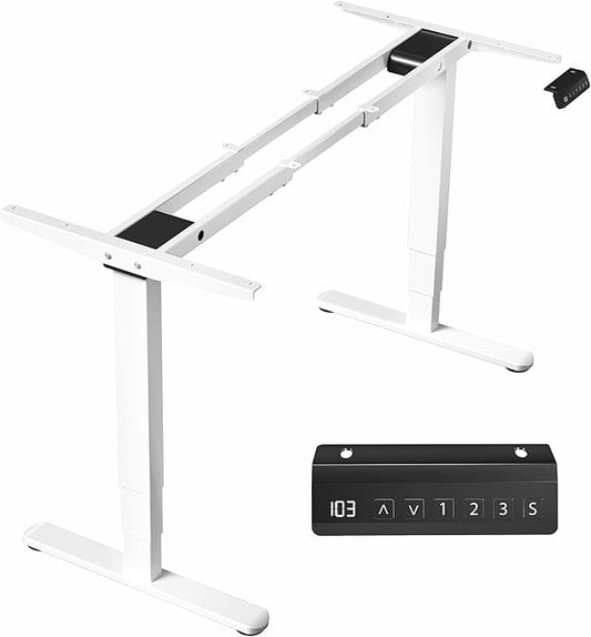 VIVO Electric Dual Motor Stand Up Desk Frame for 40 to 85 inch Table Tops, Frame Only, 3 Stage Height Adjustable DIY Workstation with Memory Controller, White, DESK-V103EW