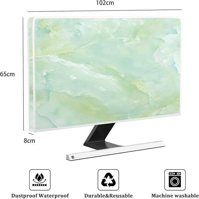 Baocicco Sage Green Marble Waterproof TV Dust Cover 40, 41, 42，43 Inch Anti-Static Dustproof Abstract Creative Desige Television Accessories TV LCD Screen Texture TV Decoration for Tablet