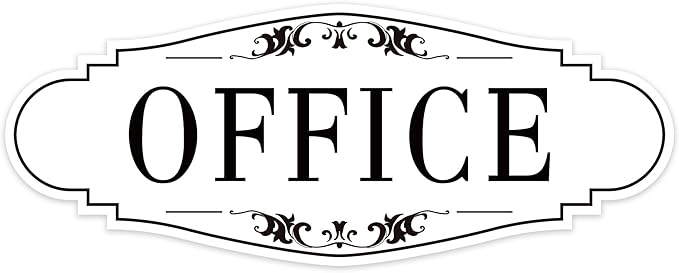 The Office Door Sign for Home and Business，Self-Adhesive Waterproof and Fade-Resistant Modern Office Sign Sticker for House，Business，Door, Window Decor（White）