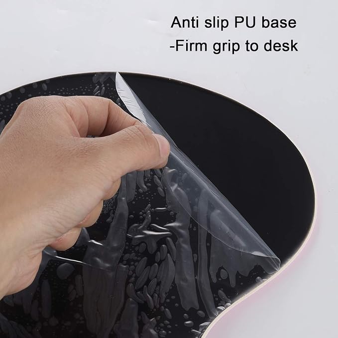 xinidc Ergonomic Computer Mouse Pad with Wrist Rest Support, Pain Relief Mouse Pad with Non-Slip PU Base for Home Office Working Studying (Pink)