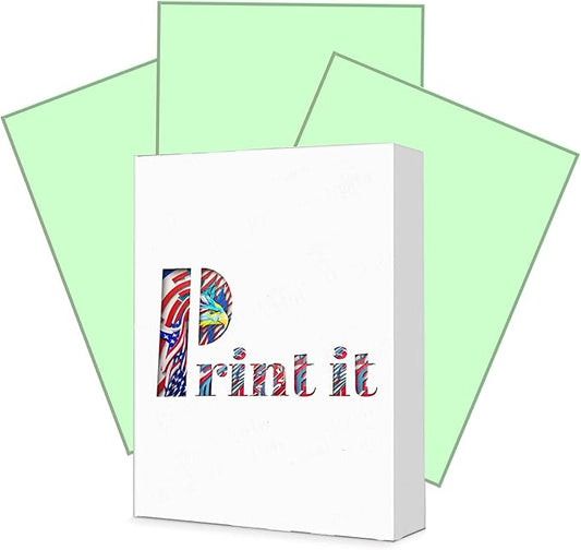 Print It - Vellum Bristol Colored Cardstock Cover Paper, 67 Lb, 8.5" X 11”, Heavyweight Colored Cardstock for Crafts, School, Invitations, And Office Use - Decoration Drawing 250/Case-Green