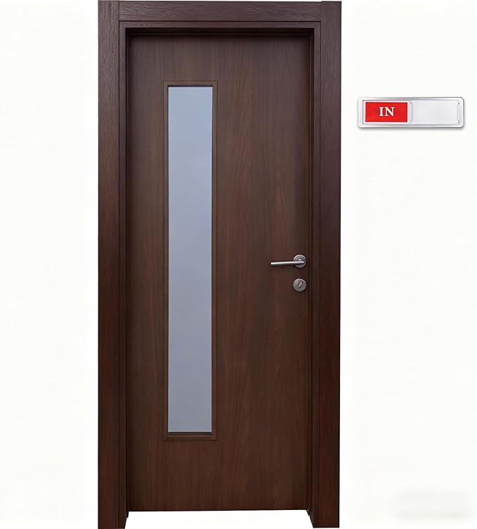 In or Out Door Sign, Sliding Status Indicator for Office Home Meeting Room, Red Green In Out Slider Sign (Silver)