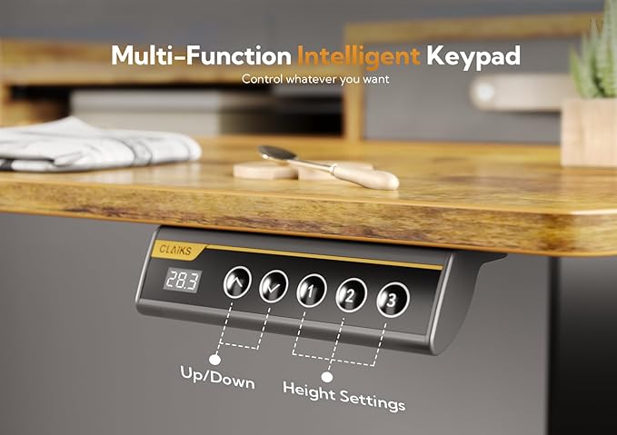 Claiks Standing Desk with Drawers, Stand Up Electric Standing Desk Adjustable Height with Storage Shelf and Splice Board, 48 Inch, Rustic Brown
