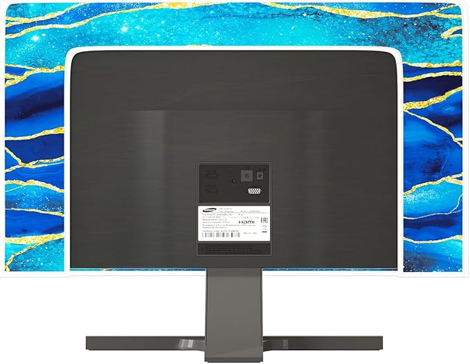Baocicco Royal Blue Marble Waterproof TV Cover 75 Inch Creative Design Monitor Accessories Laptop TV LCD Screen Television Decoration for Tablet LED LCD OLED TVs Decorations