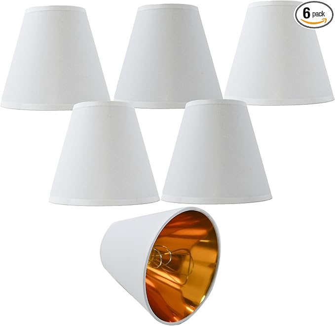 TAaMTYH small lamp shade chandelier shades set of 6，Fabric Lampshade for Wall Lamp，chandelier shades，small tadle lamps，For Cutting Edge bulbs, Clip-on Fitter Lampshade，3" X 6" X 5"