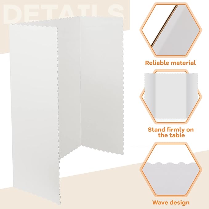 Ctosree 24 Pcs 48 * 36 Inch Tri Fold Poster Board Bulk, Science Fair Project Display Paperboard, Single Wall, Lightweight Presentation Board (White)