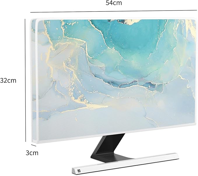Baocicco Blue Green Marble Monitor Dust Cover 22, 23, 24, 25 Inch Creative Anti-Static Dustproof Monitor Accessories Laptop LCD Cover Modern Screen Monitor Decoration for Tablet Home Office Computer