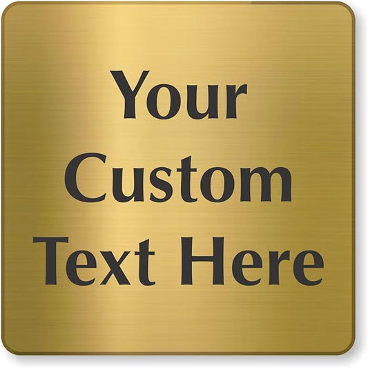 SmartSign Custom Brass Sign - 6" x 6", 40 mil REAL Bugle Brass Metal, Personalized Name Door Sign, Heavy-Duty Premium Engraved Door/Wall Mount Plaque for Business/Office, Gold and Black