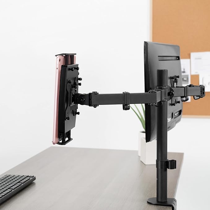 VIVO Universal VESA Mount Adapter for Tablets, 2-in-1 Laptops, & 15.6 inch Portable Monitors, Max VESA 100x100, Adjustable Laptop Holder, Black, MOUNT-UVM02
