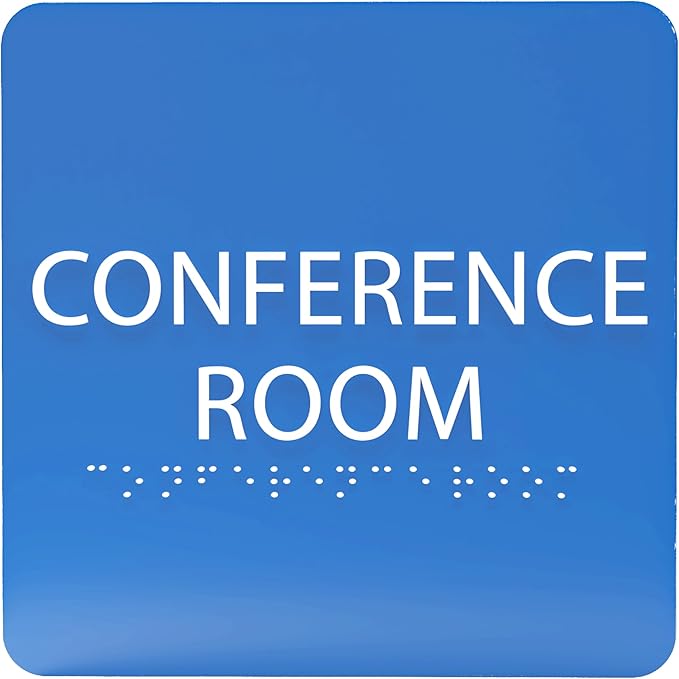 ADA CENTRAL SIGNS - 6" X6" Conference Room Sign- ADA Compliant Tactile Graphics Grade 2 Braille Text Acrylic Wall Signs - Authorized Personnel Only, Meeting Privacy Door Sign for Schools, and Offices