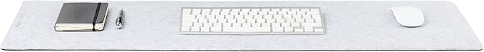 Wolvende Premium Felt Desk Mat | Medium 12" x 36" | Multifunctional Desk Pad for Home Office | Light Gray