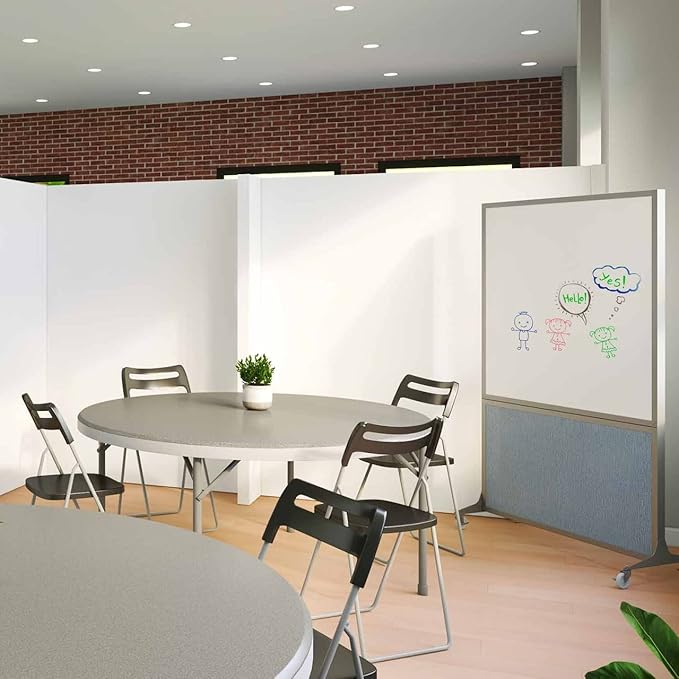 DivideWrite Mobile Whiteboard | Double Sided Dry Erase Board | Portable Office Cubicle Partition | Display for Classrooms, Conference Rooms, Meeting Areas and More | Blue Spruce 6' Wide x 6' Tall