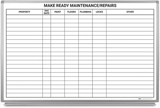Make Ready Maintenance/Repairs Whiteboard 48" x 36"