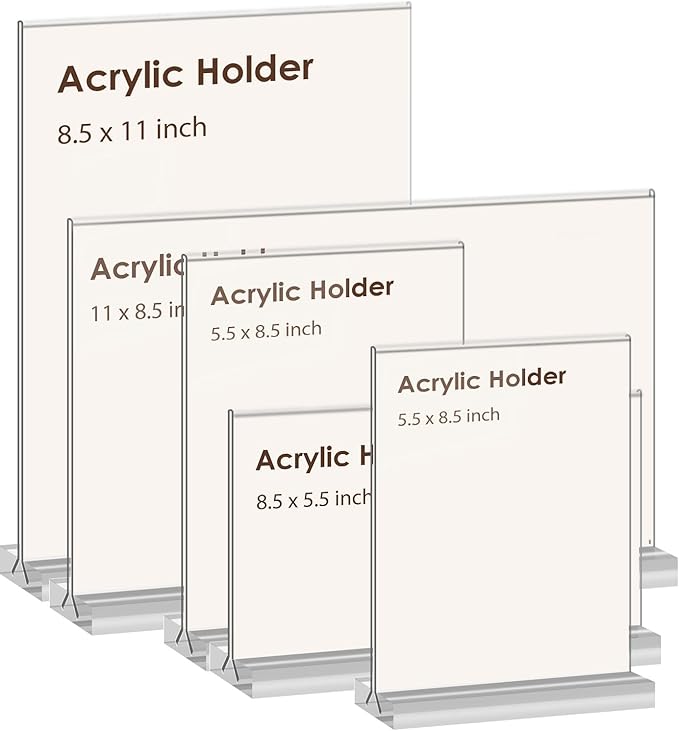 newnewshow 8.5x11 Acrylic Sign Holder 3 Pack Vertical Double-Sided Display (Optional 8.5x11 8.5x5.5 5x7 Horizontal and Vertical)