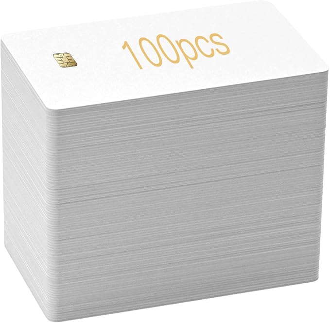 SLE4442 Contact IC Cards (Pack of 100)– ISO PVC Smart Chip Cards for Access Control Systems, Secure Storage & ID Management