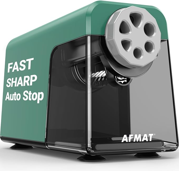 AFMAT Heavy Duty Electric Pencil Sharpener, 6 Holes, Auto Stop Pencil Sharpeners for 6-11mm Pencils, Classroom Electric Sharpener for Artists, 7000 Sharpenings, Save Pencils, PSX1